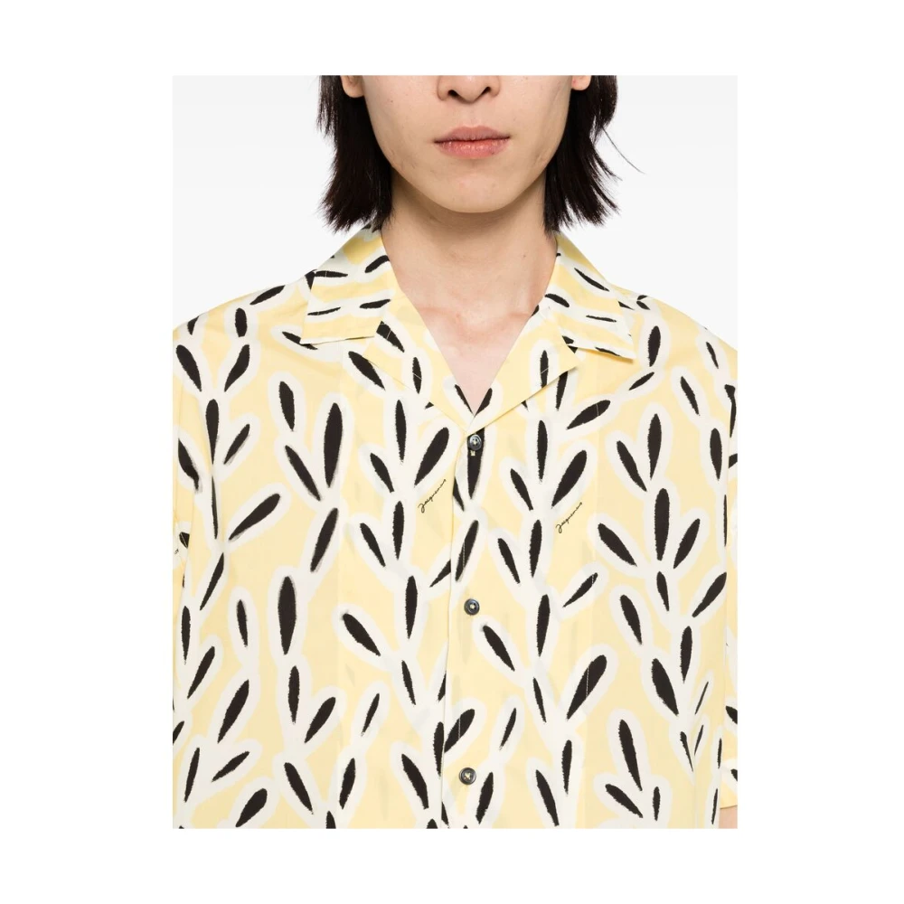Jacquemus Gele Camp Kraag Korte Mouw Overhemd Beige Heren
