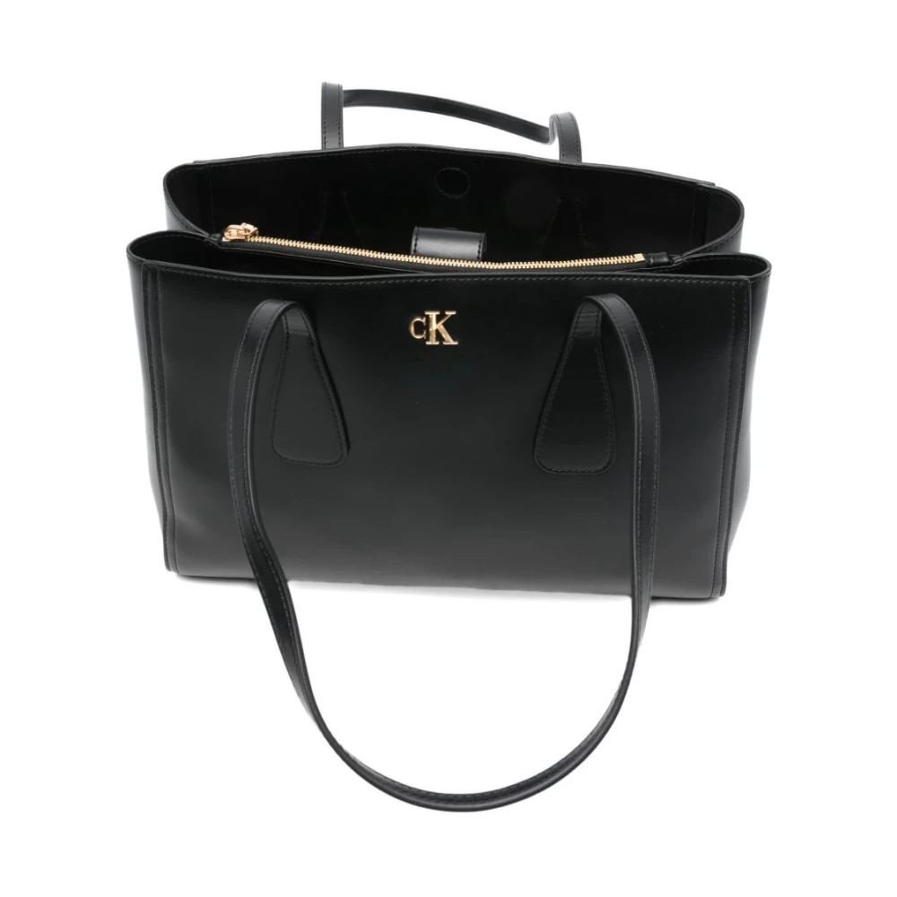 Calvin Klein Monogram Medium Work Tote - Female - Shopping Bags - Black - One Size - Bags