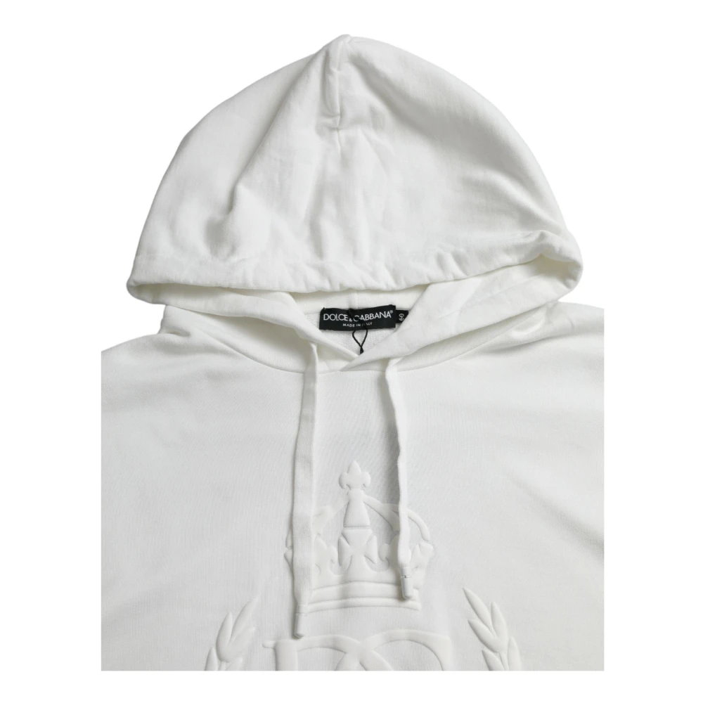 Dolce & Gabbana Witte Hoodie met Reliëf Logo White Heren
