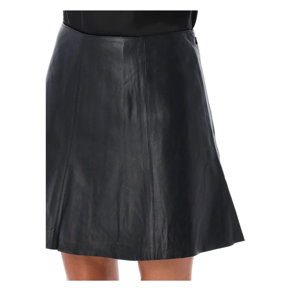 By Malene Birger Zwarte Leren Mini Rok Aw24 By Herenne Birger Black Dames