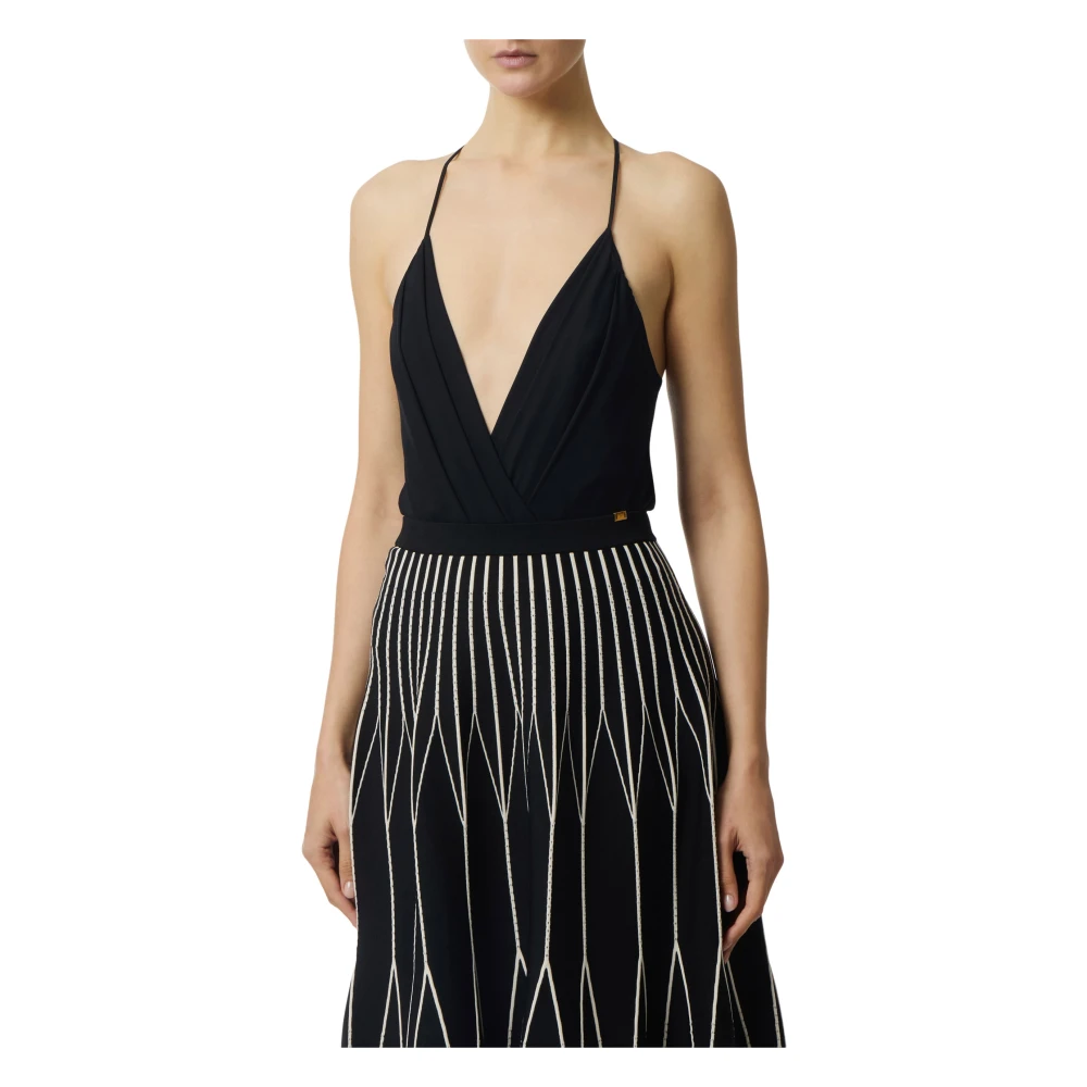 Elisabetta Franchi Women's Black Sleeveless Tops, Xl, Body