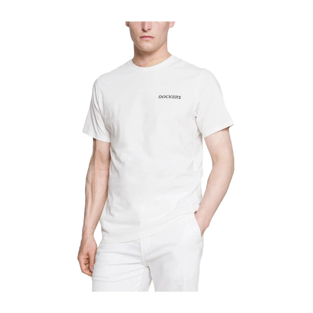 Dockers White T-Shirts, Male, M, Logo T-Shirt