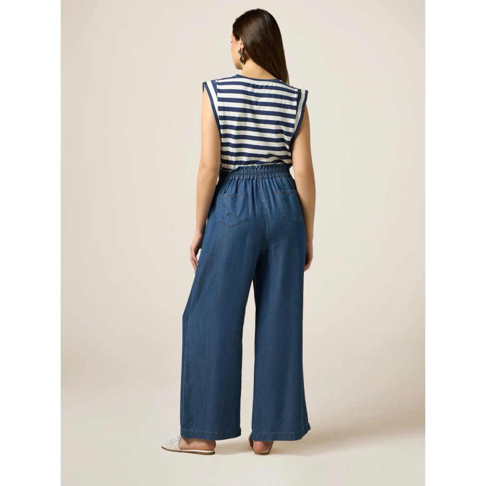 Oltre Tencel Palazzo Broek met Denim Effect Blue Dames