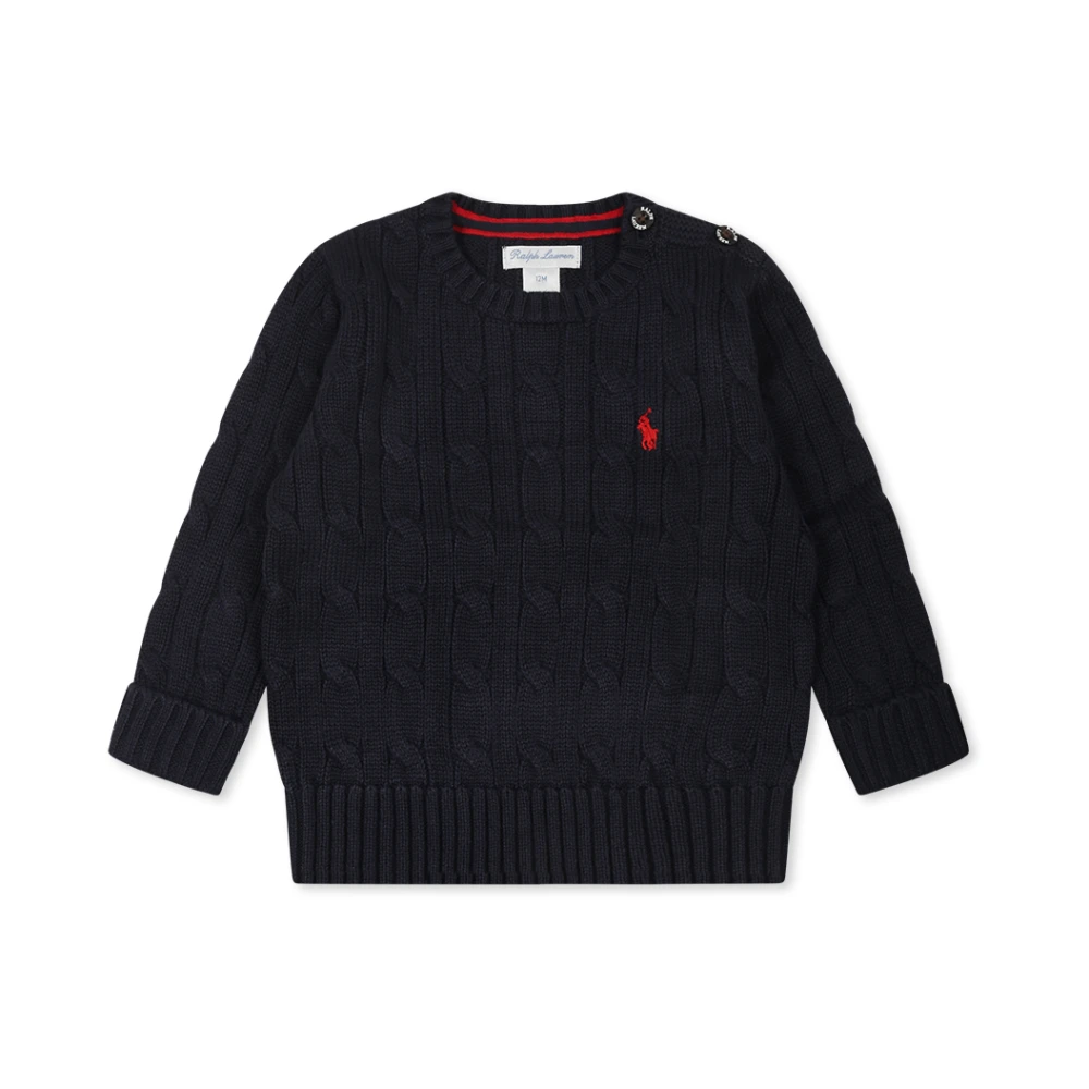 Ralph Lauren Unisex Kids Blue Knitwear,, Cable Knit Pullover Medium