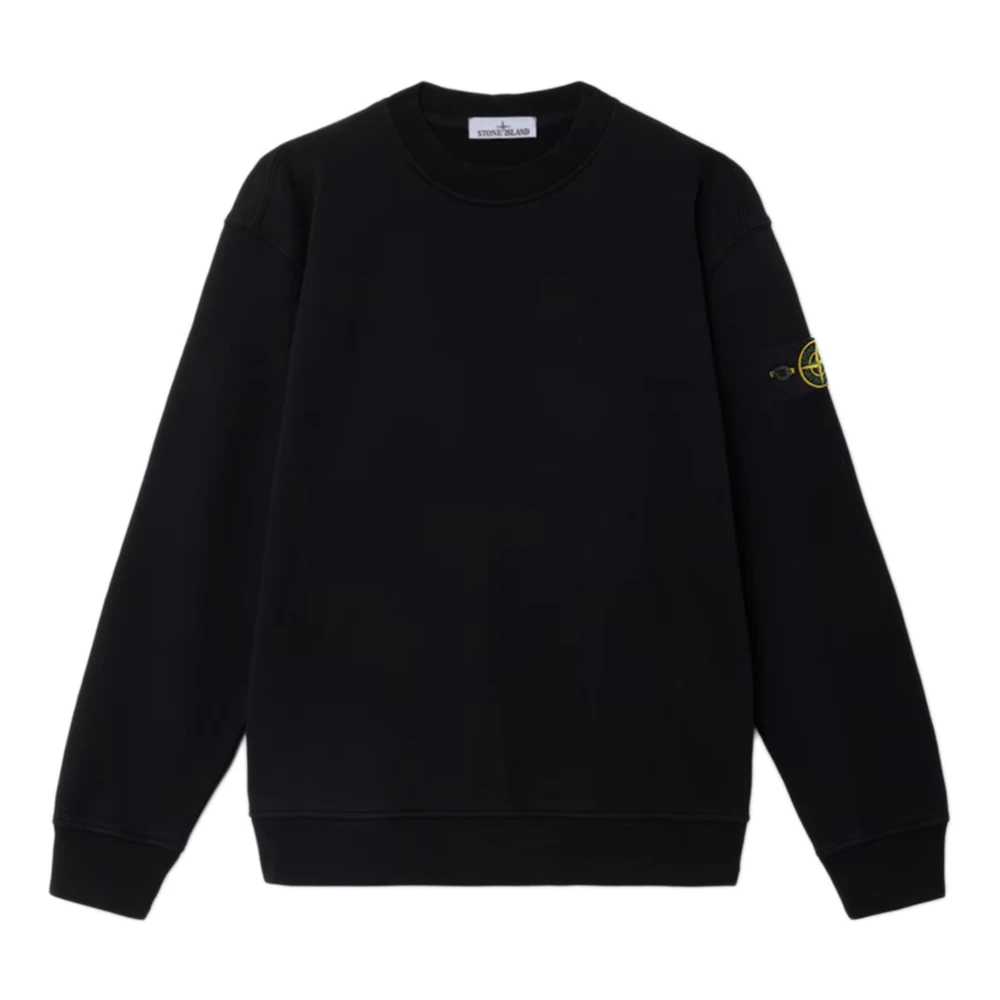 Stone Island , Sweatshirts, Male, Black, L, Cotton Sweatshirt With Side Logo Patch