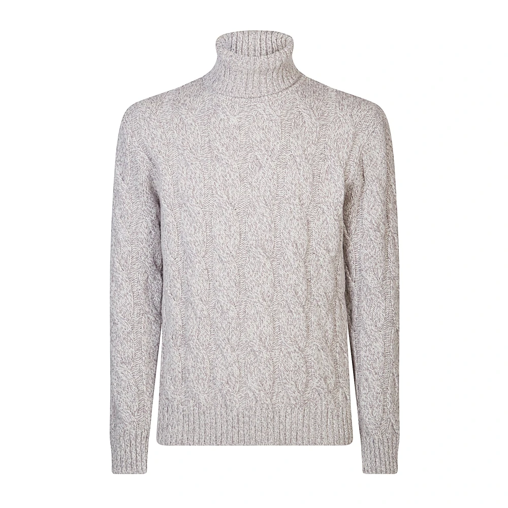 Eleventy Men's Gray Turtlenecks, 2XL, Braided Turtleneck Jumper In Wool