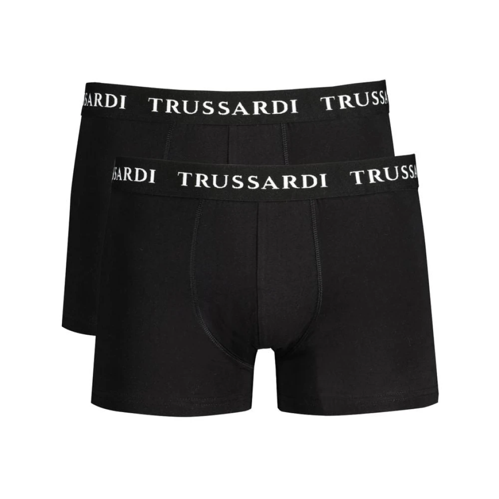 Trussardi Zwarte Katoenen Boxershorts met Logo Black Heren