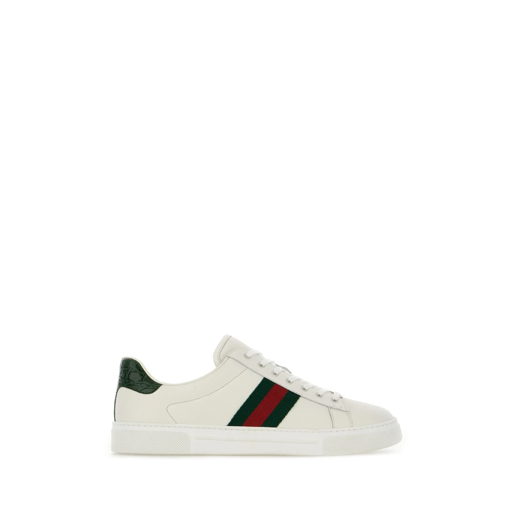 Gucci Kvinno Vit Skor Dam, 40 Eu, Läder, Ace Sneaker Med Web