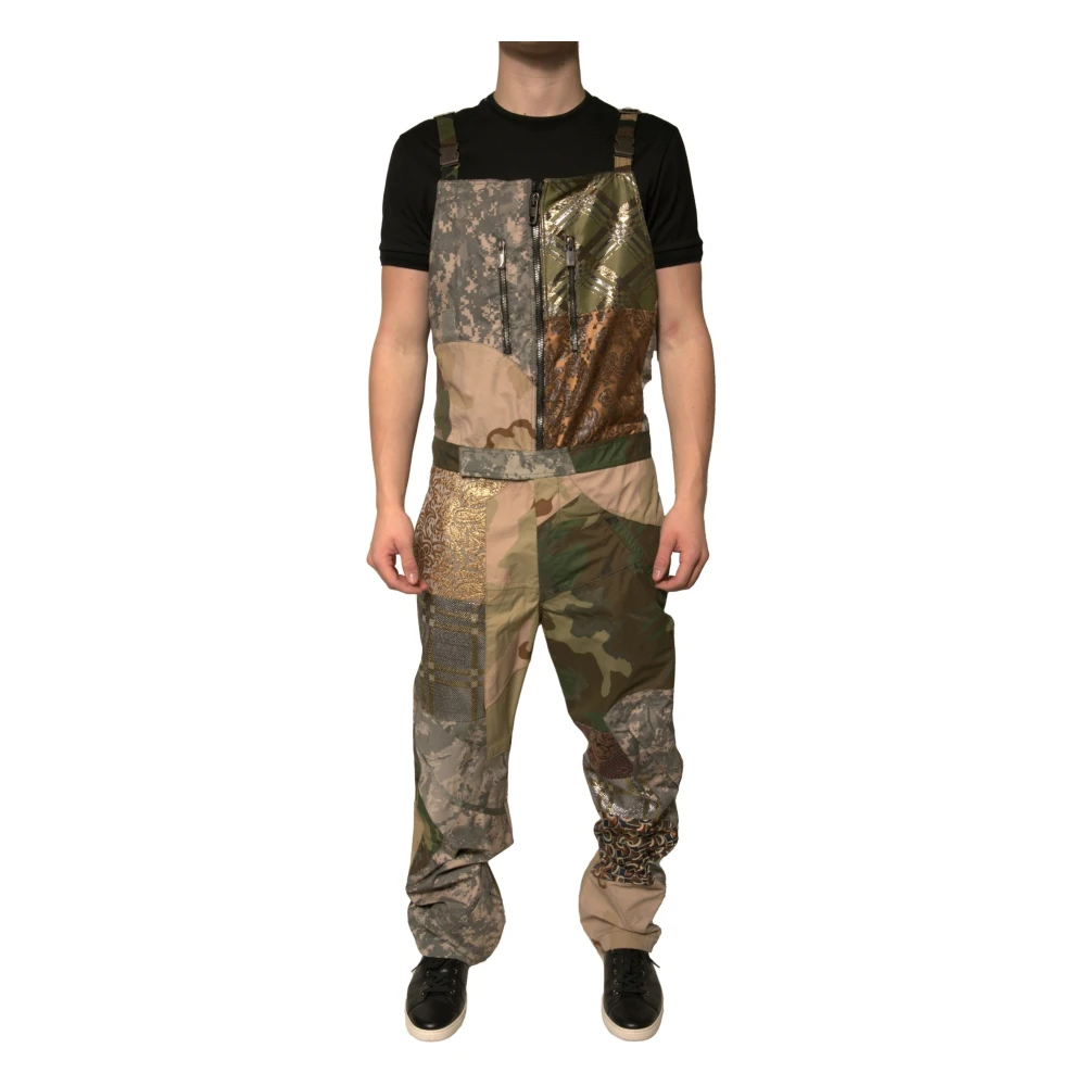 Dolce & Gabbana Men's Patchwork Camouflage Overall Pants