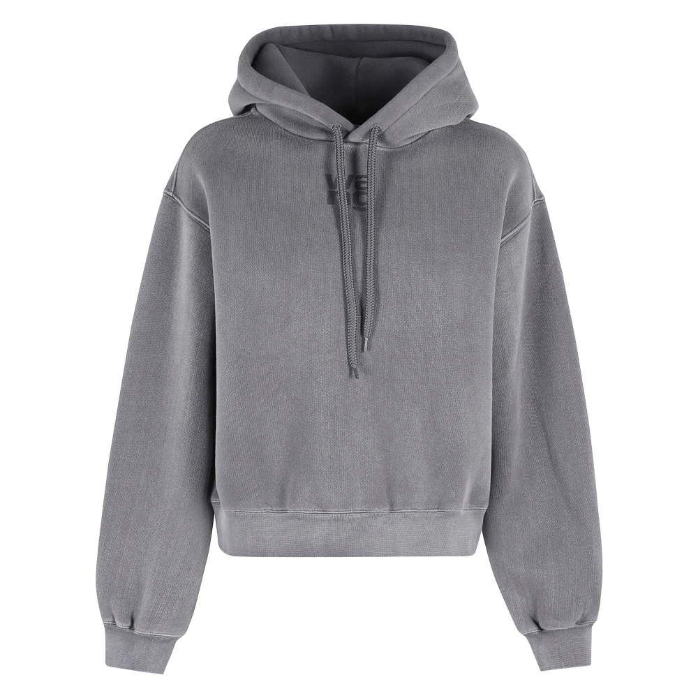 T by Alexander Wang Terry Hoodie met Puff Paint Logo Gray Dames