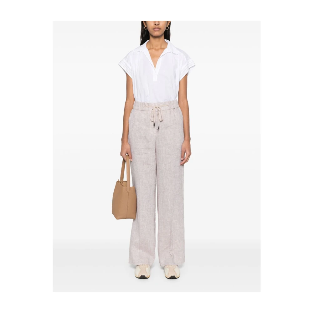 PESERICO Beige Linnen Broek voor Vrouwen Beige Dames