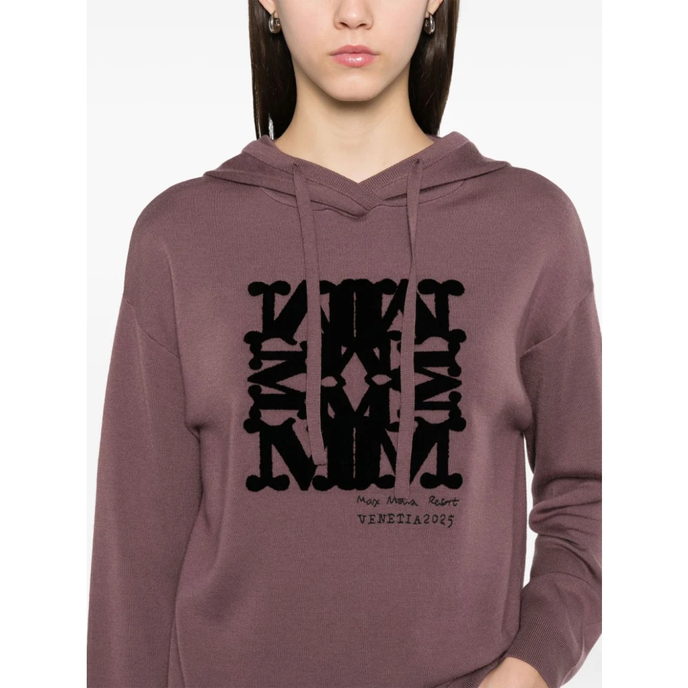 Max Mara Paarse Sweater met Trekkoord Capuchon Purple Dames