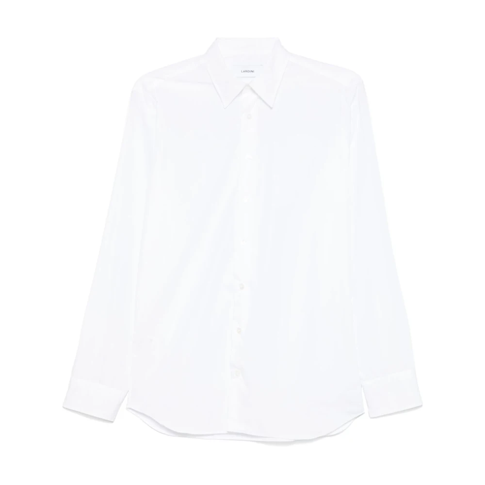 Lardini Witte Poplin Overhemd met Spreidkraag White Heren