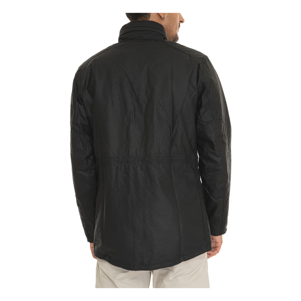 Barbour Gewaxte Sapper Jas met Elleboogstukken Black Heren