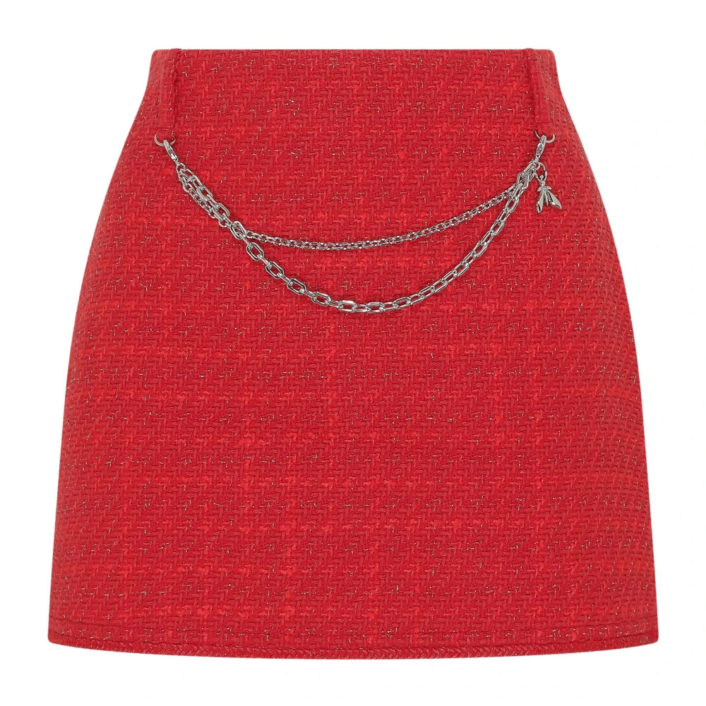 PATRIZIA PEPE Rode Tweed Mini Rok met Afneembare Ketting Red Dames