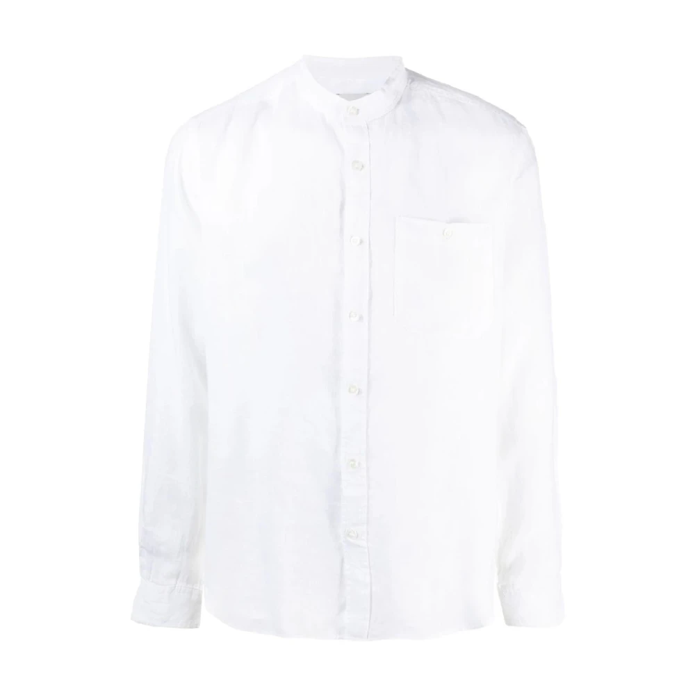 Woolrich Witte Mandarin Kraag Shirt White Heren