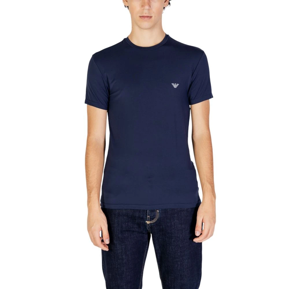 Emporio Armani Blauw Modal T-shirt Herfst Winter Collectie Blue Heren