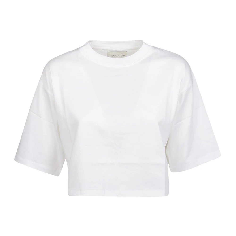 Loulou Studio Vit Cropped T-Shirt White, Dam