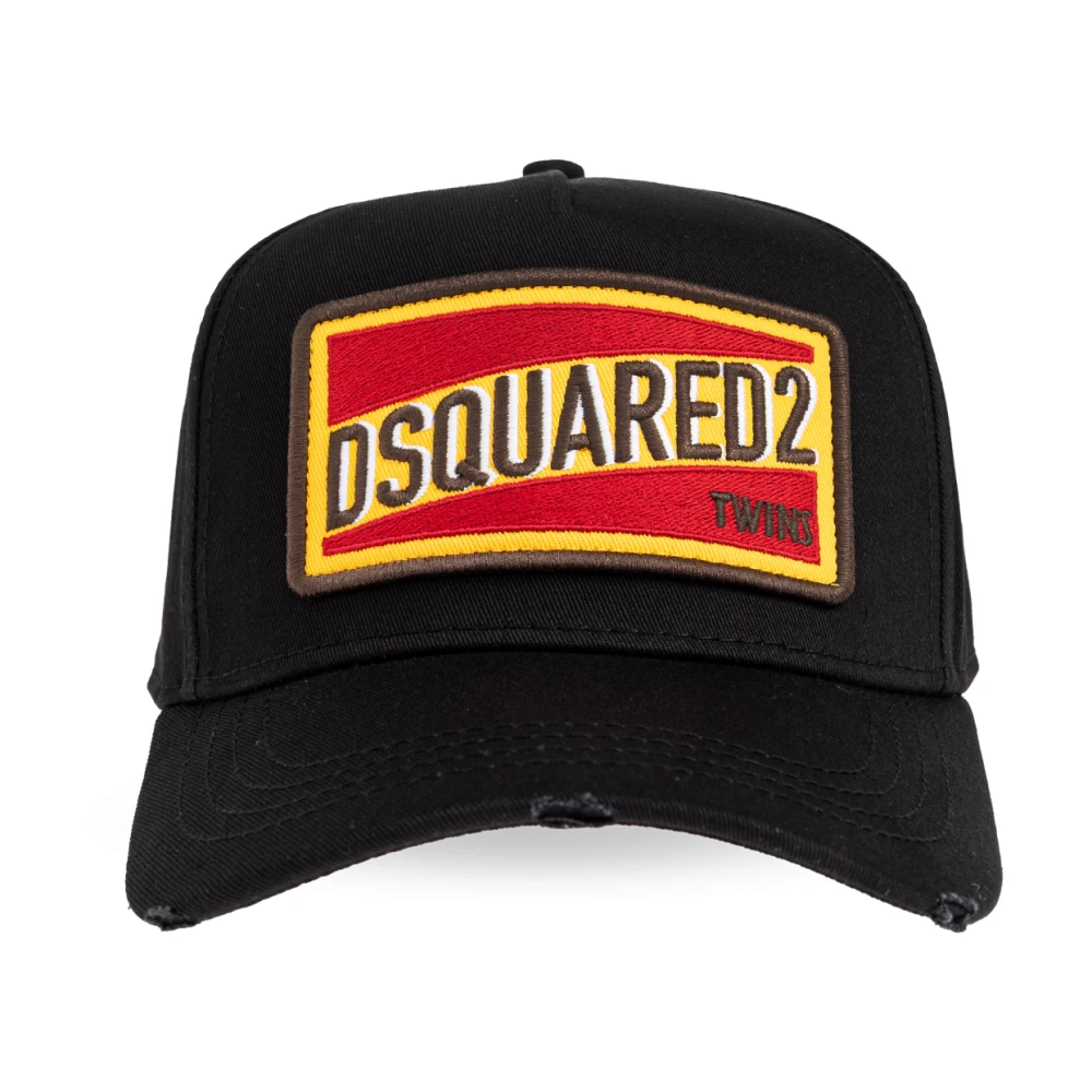 Dsquared2 Mannelijk Zwart Accessoires Heren, One Size, Katoen, Pet Met Klep
