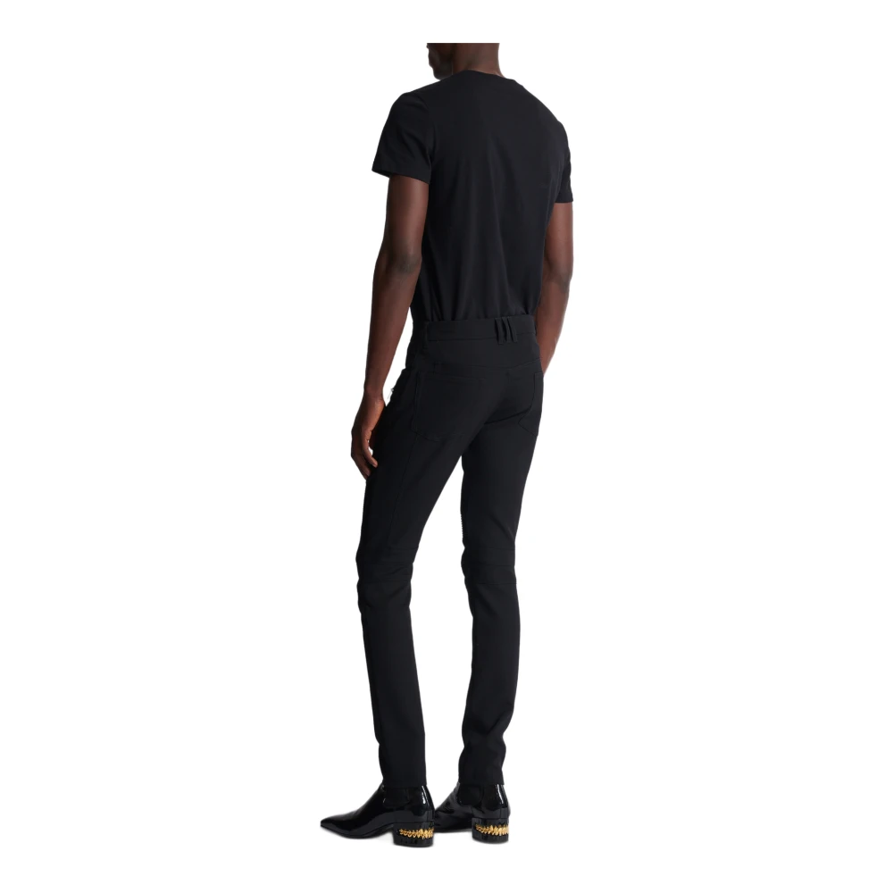 Balmain Op maat gemaakte motorbroek in stretch graan de poudre Black Heren