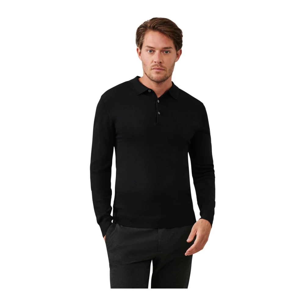 Cavallaro Zwarte polo met lange mouwen Black Heren