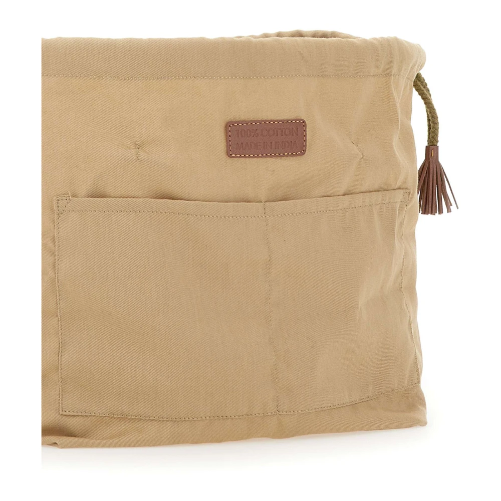 Dragon Diffusion Beige Katoenen Clutch met Trekkoordsluiting Beige Dames