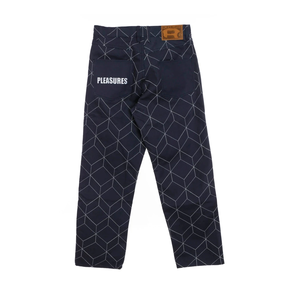 Pleasures Geborduurde Straight Fit Utility Broek Blue Heren
