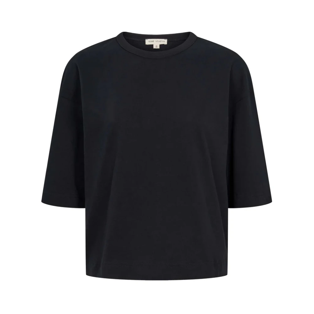 Esmé Studios Boxy T-shirt med A-formade ärmar Black, Dam