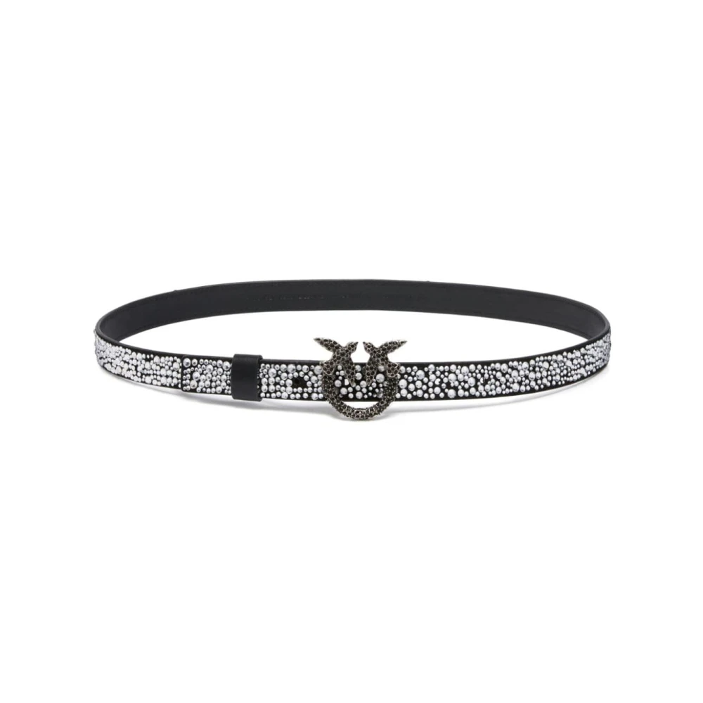 pinko Zwart Suède Riem met Strass Detail Black Dames