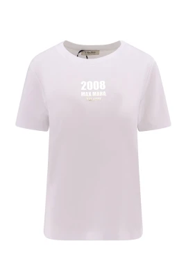 T-shirt med rund hals och tryck fram