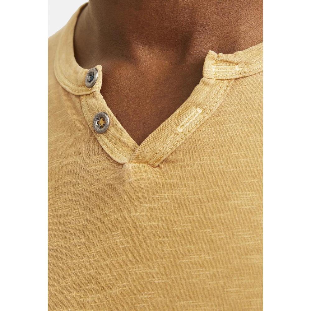 jack & jones Split Neck Casual T-Shirt Yellow Heren