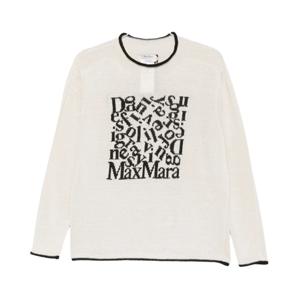 Max Mara Women's White Round-Neck Knitwear, Xs, Round-Neck Jumper