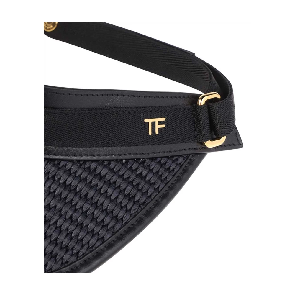 Tom Ford Stijlvolle Leren Zonneklep Black Dames