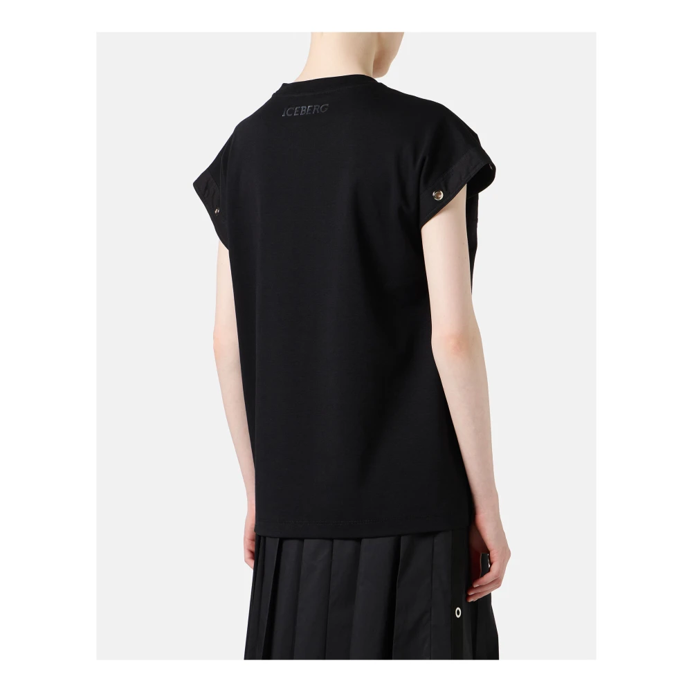 Iceberg Zwart T-shirt van GOTS-gecertificeerde interlockstof Black Dames