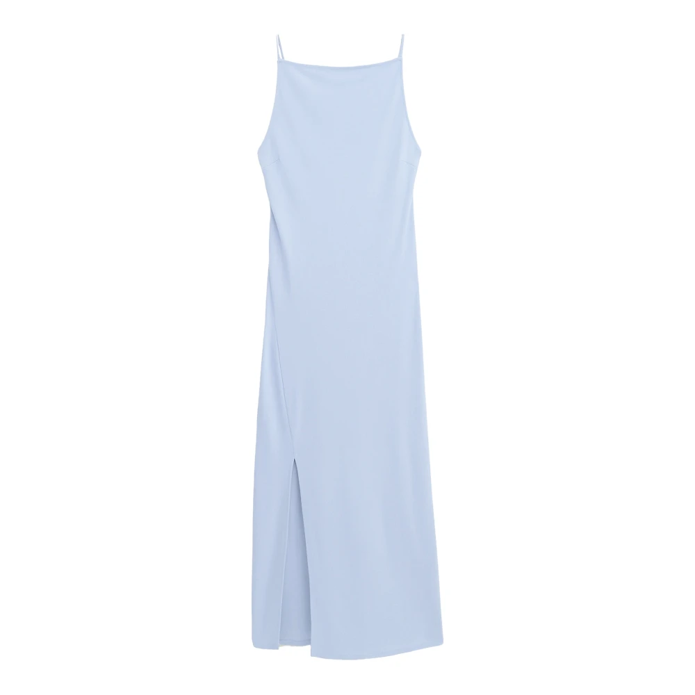 Filippa K Donna Blu Elegante Abito Sottoveste Con Collo Alto