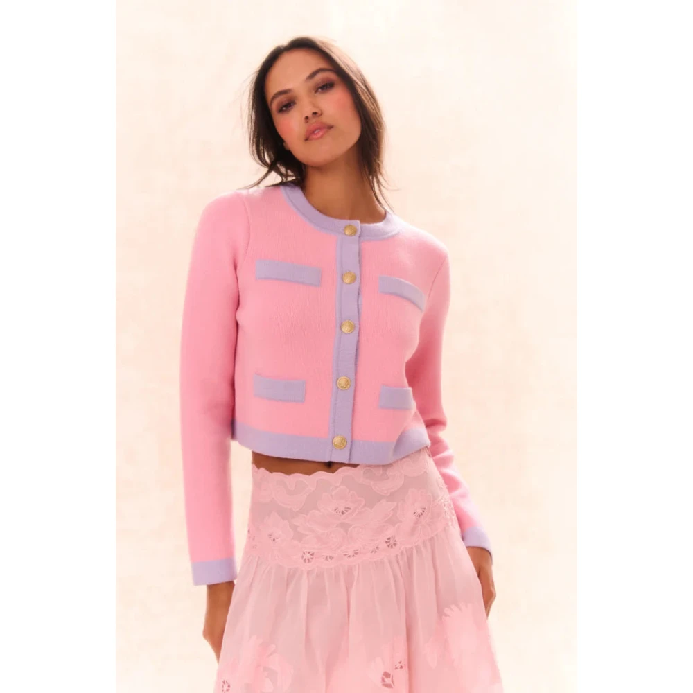 Loveshackfancy Stijlvolle Elif Cardigan in Peony Pink Dames