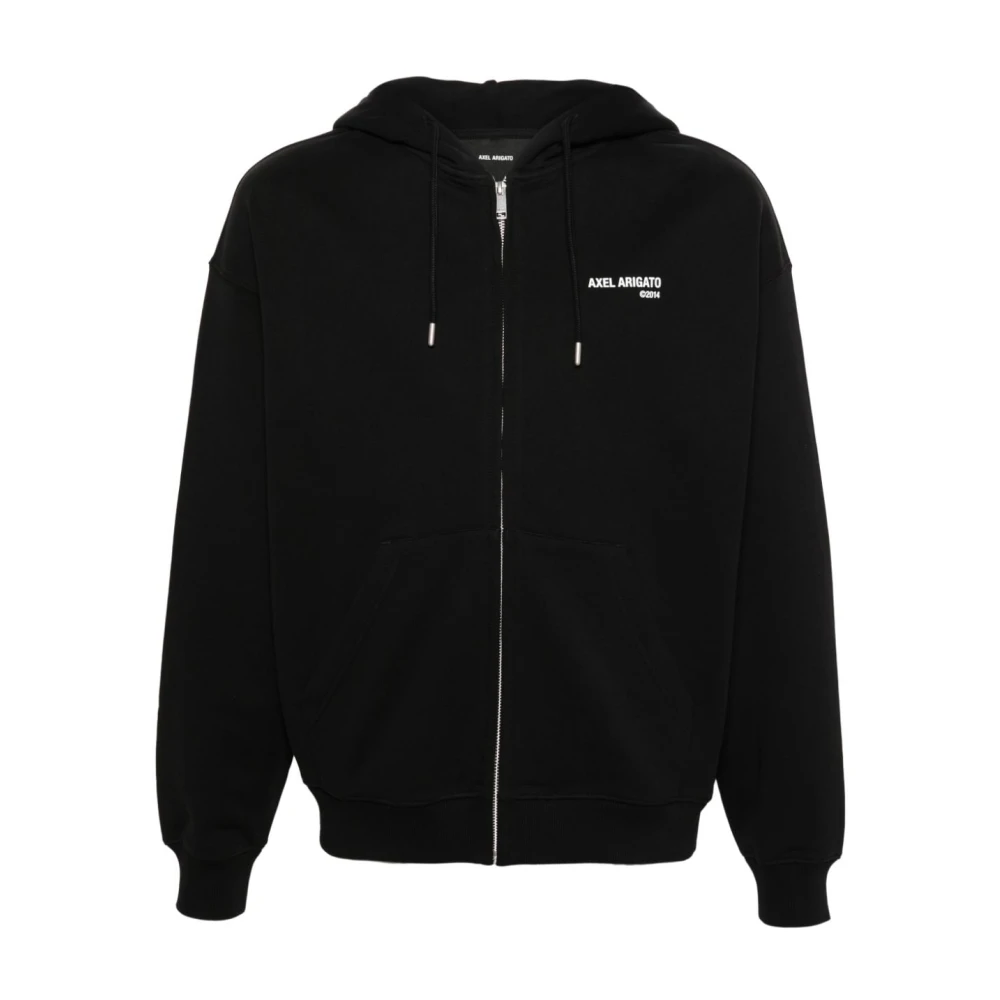 Axel Arigato Zwarte hoodie met ritssluiting en logo print Black Heren