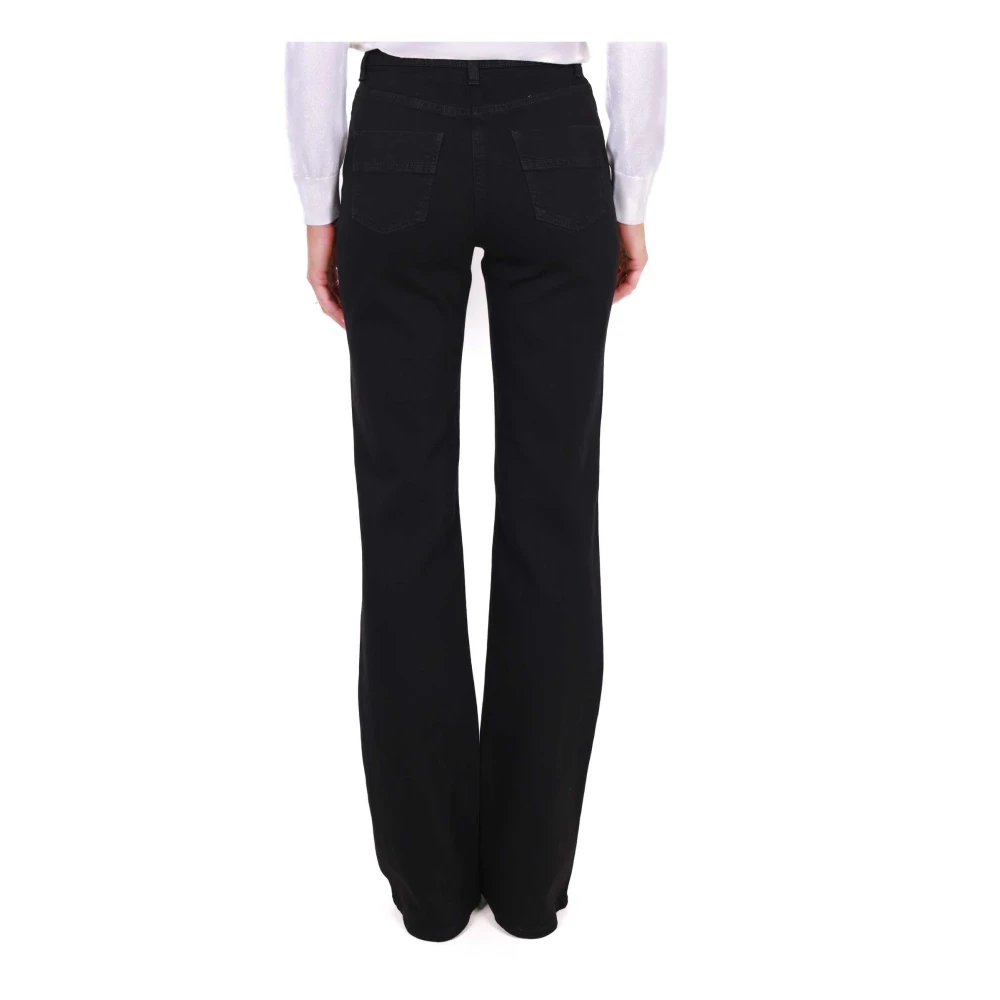 Elisabetta Franchi Flared Bull Denim Jeans in Zwart Black Dames