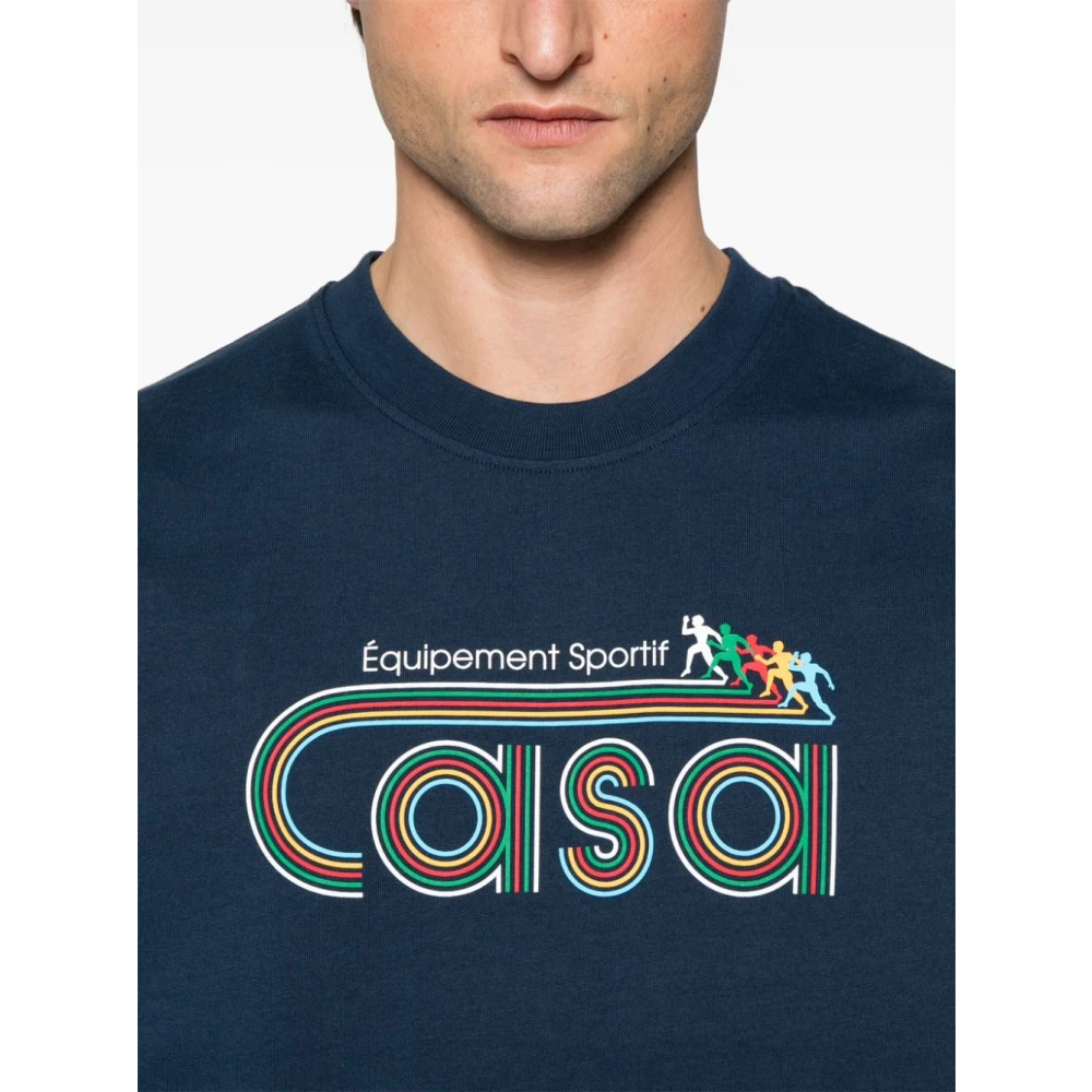 Casablanca Blauw bedrukt ronde hals T-shirt Blue Heren