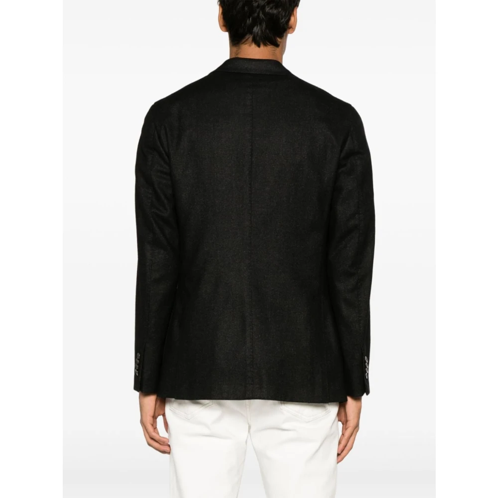Boglioli Zwarte wollen jas met dartdetails Black Heren