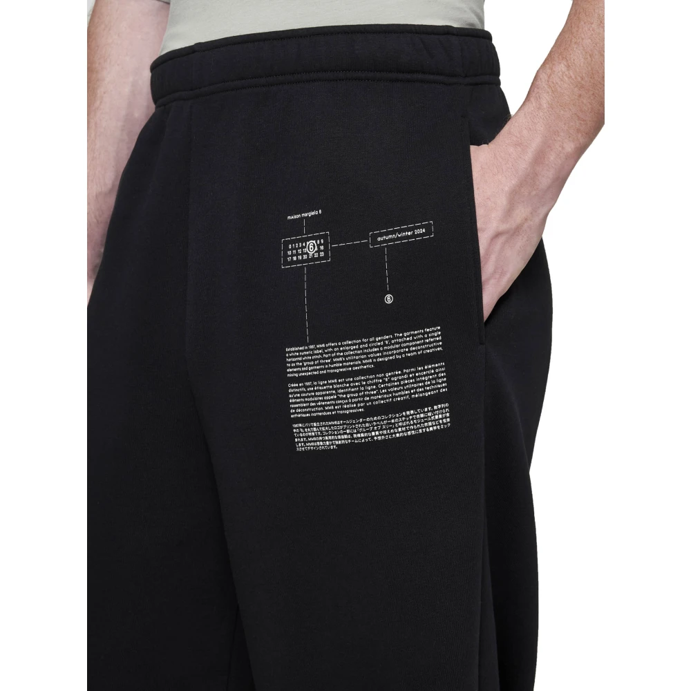 MM6 Maison Margiela Zwarte Oversized Sweatpants met Logo Print Black Heren