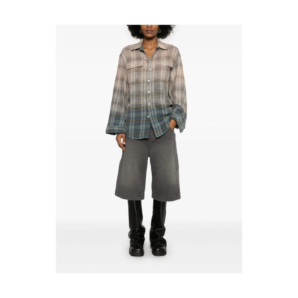 R13 Klassieke Button-Up Shirt in Lichtbruin Multicolor Dames