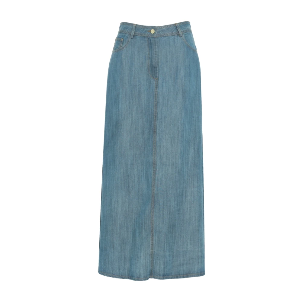 Kaos Blauwe Flared Maxi Rok met Metalen Details Blue Dames