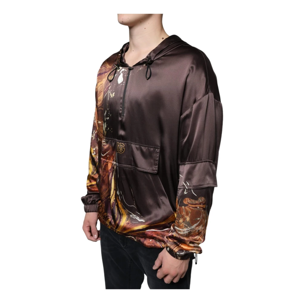 Dolce & Gabbana Bruine Tie Dye Hoodie Logo Brown Heren