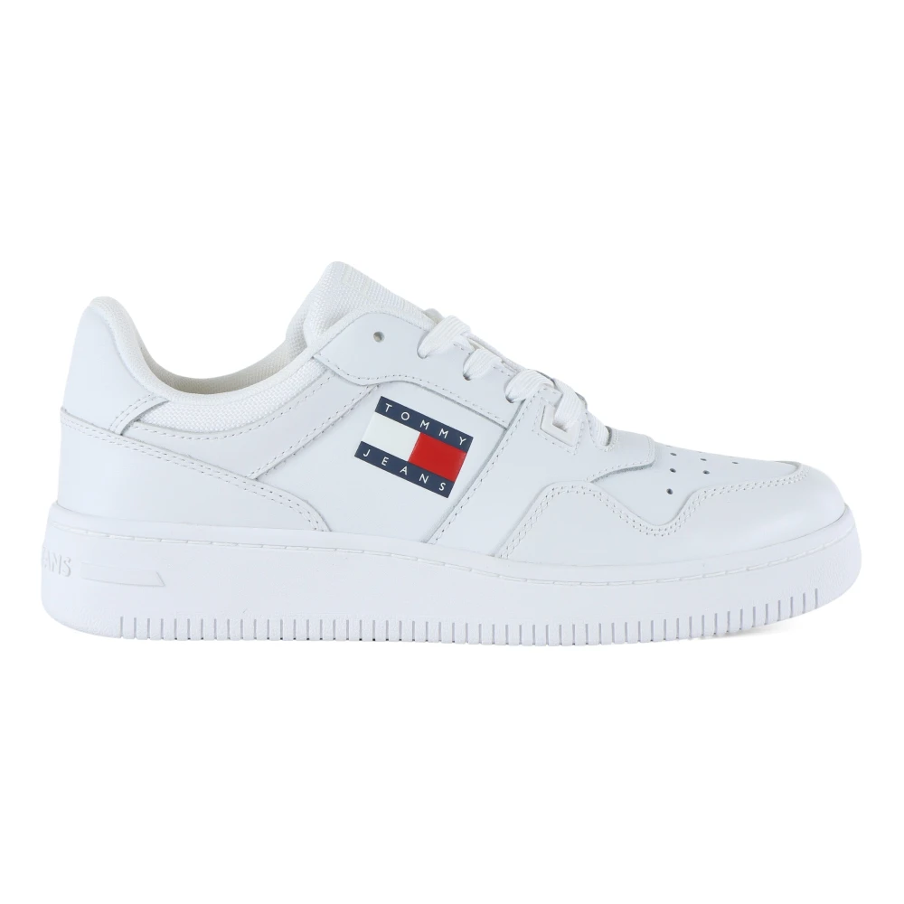 Tommy Jeans Women's White Leather Retro Basket Trainers - Sneakers - 3 Uk - Shoes