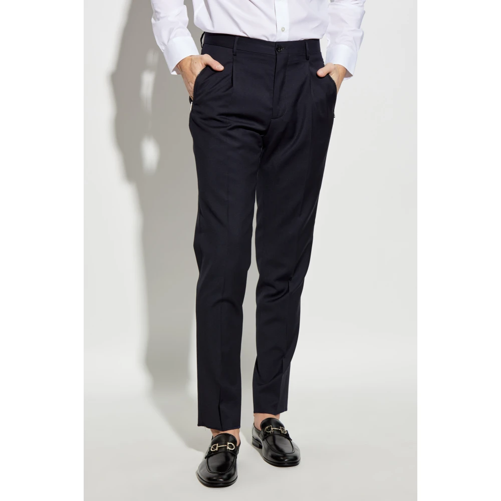 ETRO Wollen broek met vouwen Blue Heren