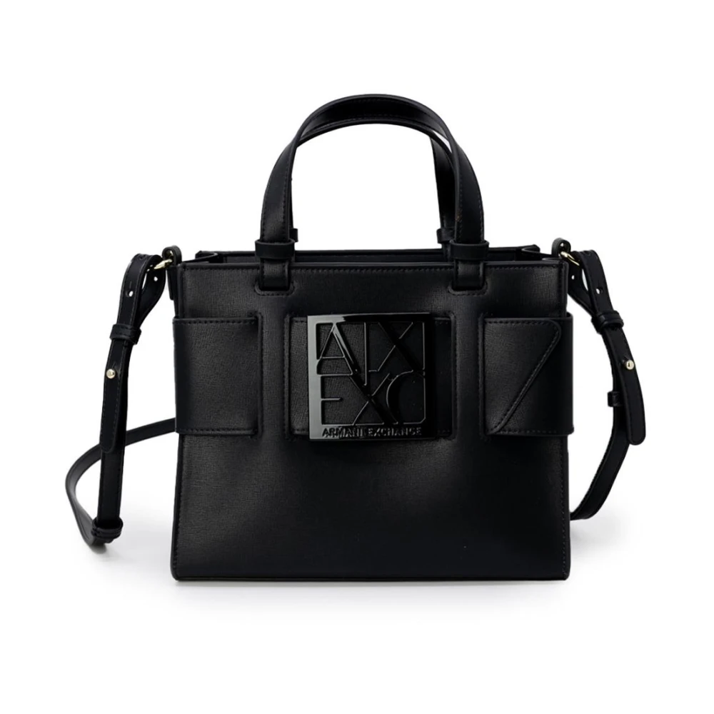 Armani Exchange Women's Black Handbag With Shoulder Strap And Inside Pockets
