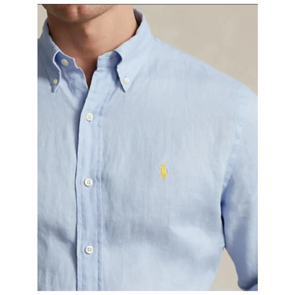 Polo Ralph Lauren Slim Linnen Overhemd Blue Heren