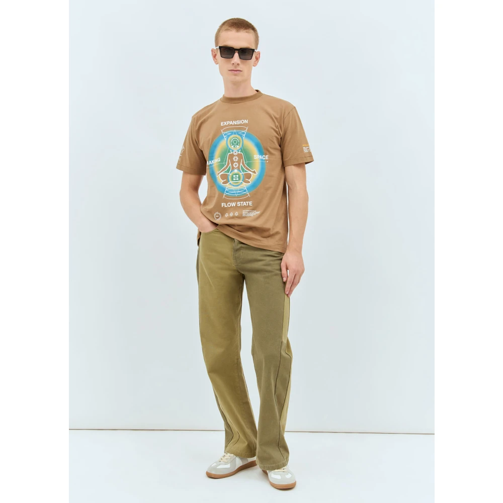 Space Available Grafische Print Katoenen T-shirt Brown Heren
