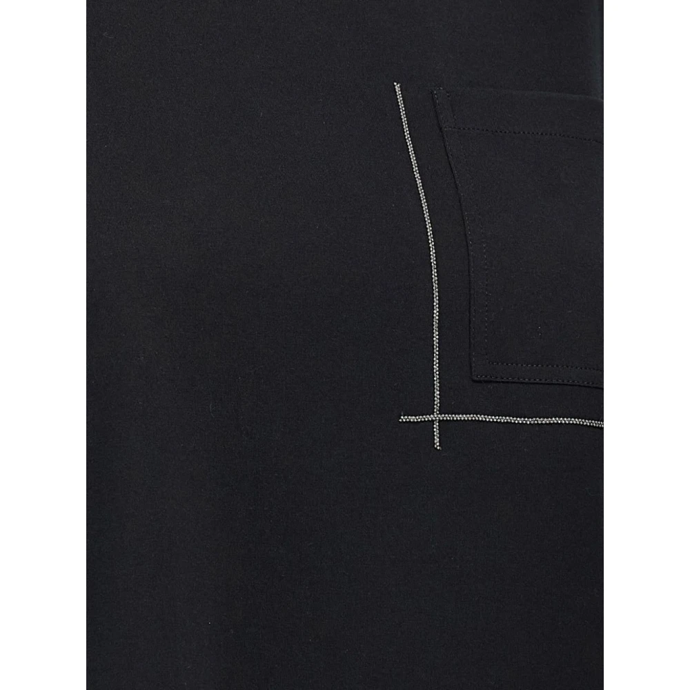 BRUNELLO CUCINELLI Zwart Borstzak Crew Neck T-shirts Black Dames